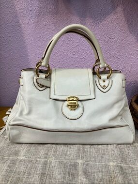 Marc Jacob’s White Leather Top-Handle Womens Satchel Bag